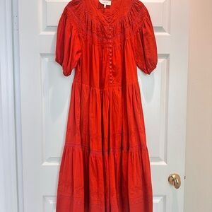 Burnt orange Button-Up Midi Dress